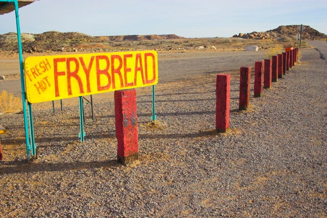 navajo fry bread sold at the navajo reservation, four corners area, usa