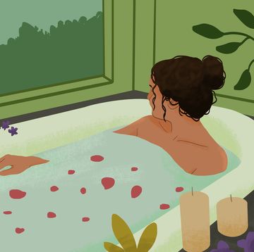 woman relaxing in bath, illustration