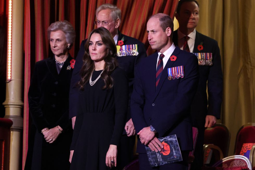 london, england november 11 catherine, princess of wales and prince william, duke of cambridge attend the royal british legion festival of remembrance at royal albert hall on november 11, 2023 in london, england photo by chris jacksongetty images