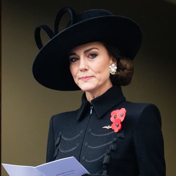 london, england november 12 catherine, princess of wales during the national service of remembrance at the cenotaph on november 12, 2023 in london, england every year, members of the british royal family join politicians, veterans and members of the public to remember those who have died in combat photo by samir husseinwireimage