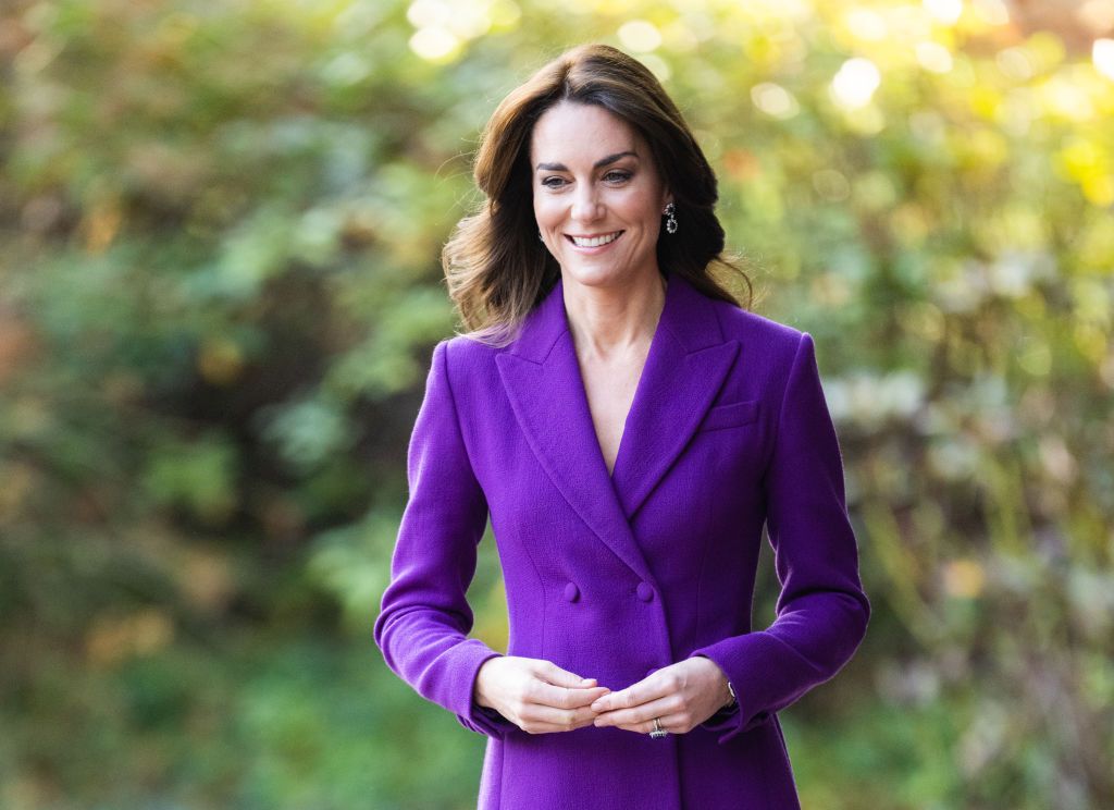 Kate repeats red Carolina Herrera coat for the France vs. Wales