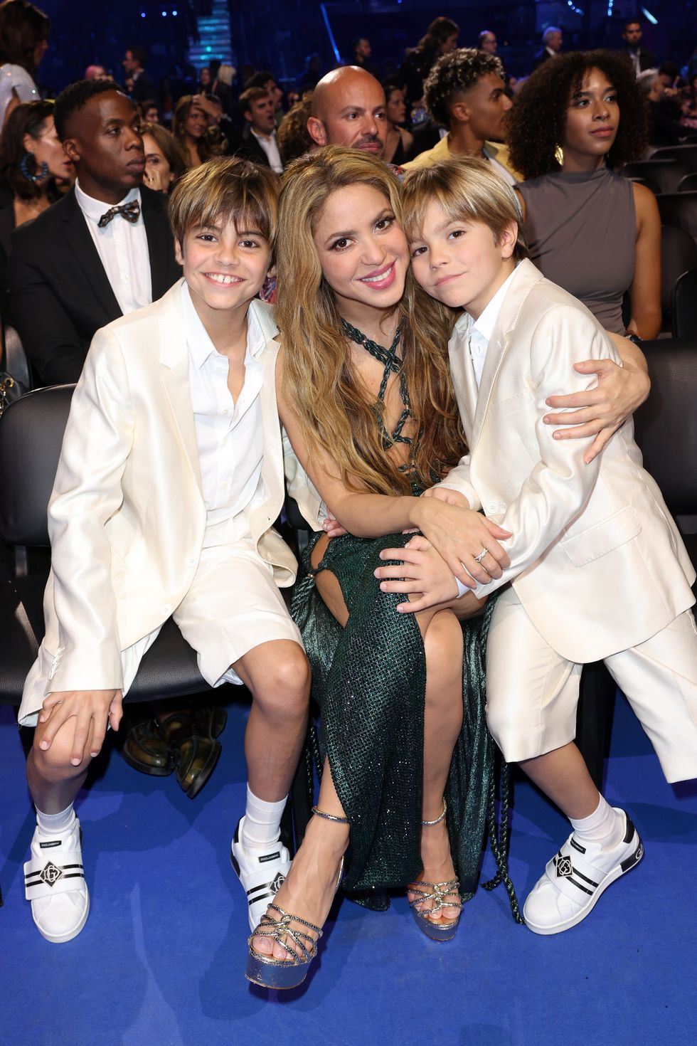 seville, spain november 16 shakira and her two sons, milan and sasha attend the 24th annual latin grammy awards on november 16, 2023 in seville, spain photo by rodrigo varelagetty images for latin recording academy