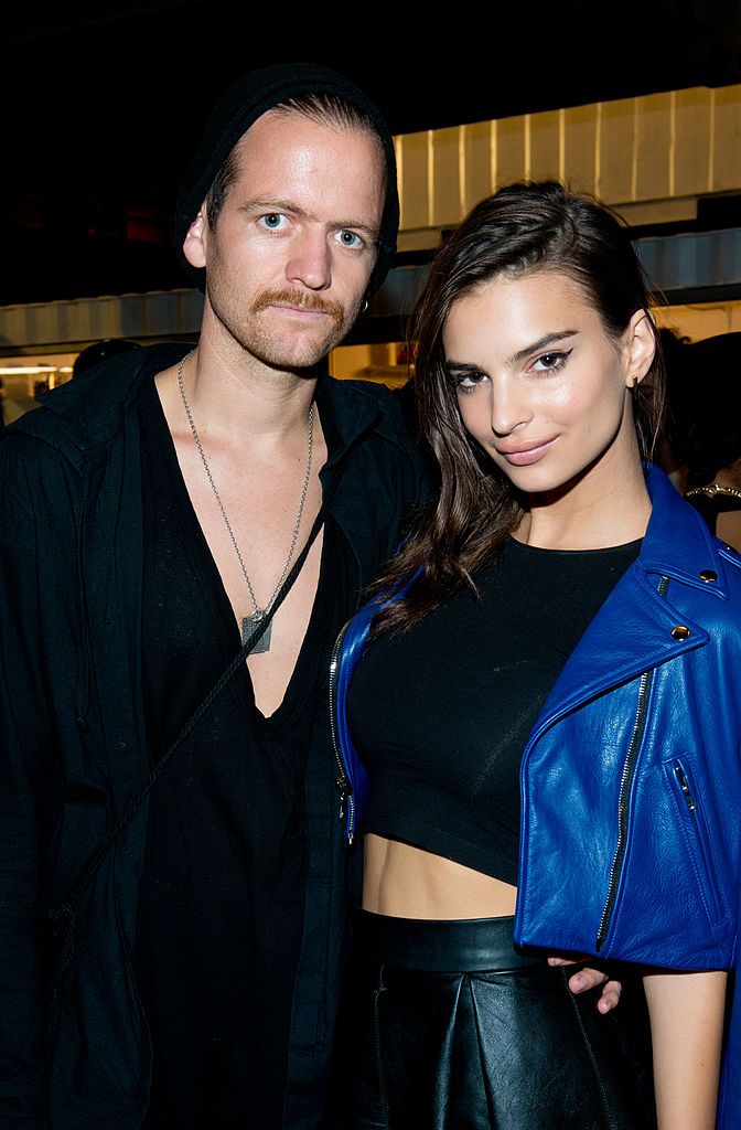 new york, ny september 08 andrew dryden and model emily ratajkowski attend the opening ceremony spring 2014 collection after party at super pier 25 on september 8, 2013 in new york city photo by noam galaigetty images