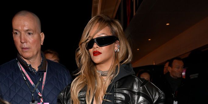 Rihanna Looks Like Rockstar Royalty in the Edgiest Black Leather Trench Coat #Rihanna
