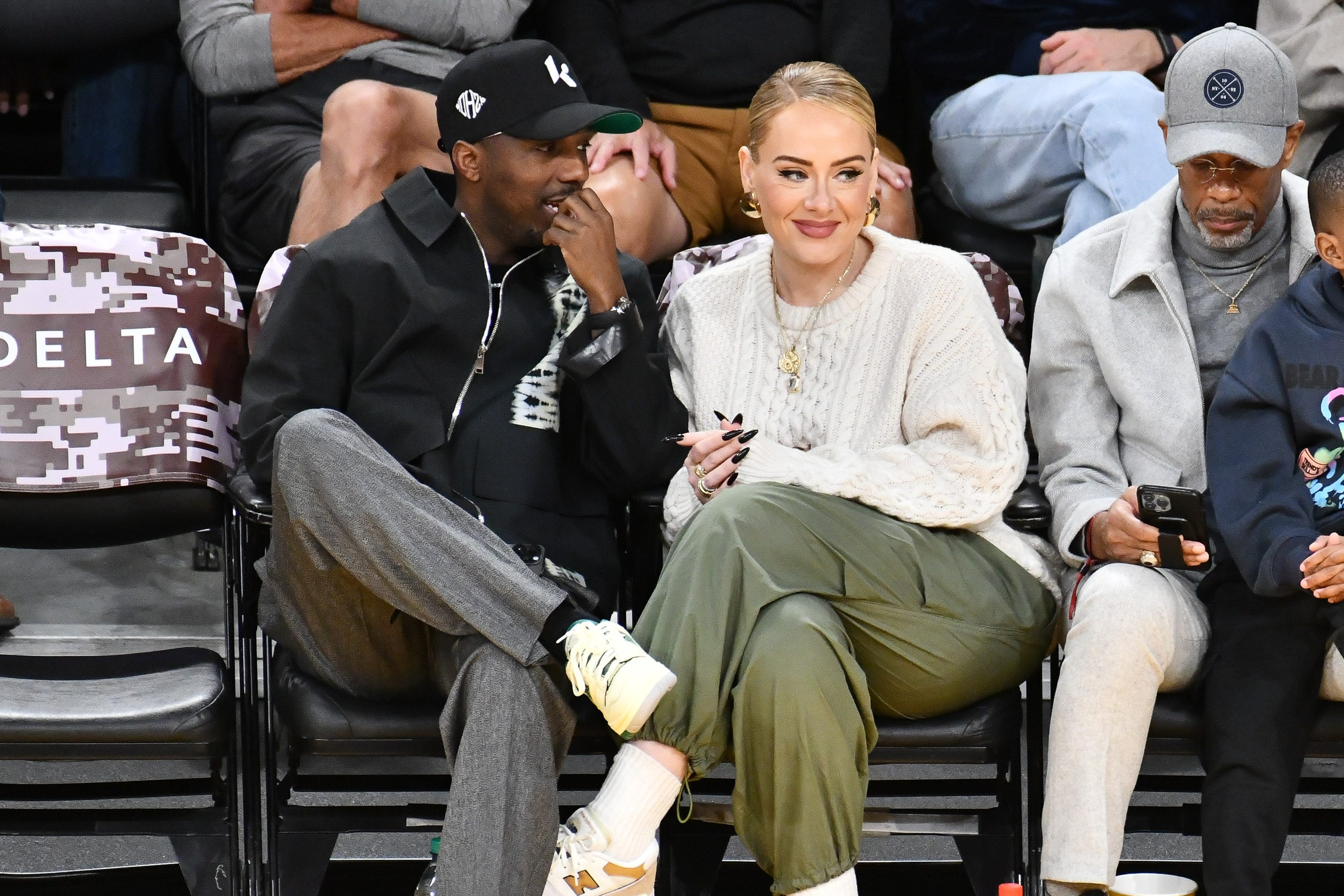 Adele Wears Gold Band to NBA Courtside Date with Rich Paul