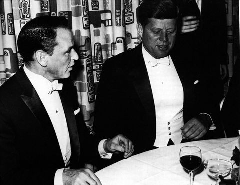 american actor and singer frank sinatra 1915   1998, left with us president john f kennedy 1917   1963 at kennedys inaugural ball at the mayflower hotel in washington dc, 20th january 1961 photo by gab archiveredferns