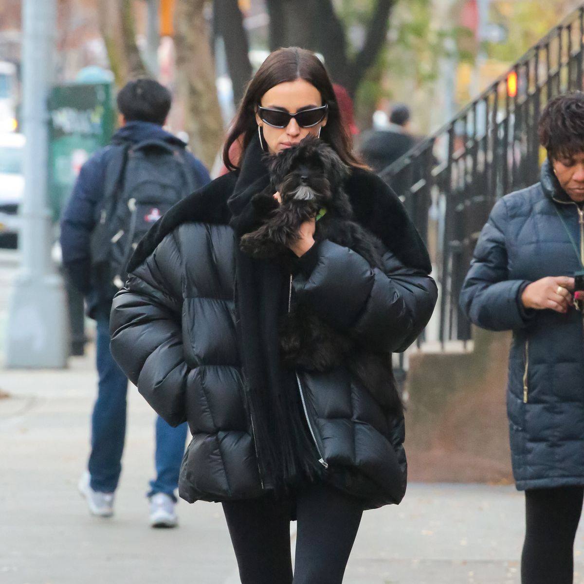 Irina Shayk Wears Black Leather Hot Pants, Black Stockings, Black Boots and  Maroon Jacket in NYC 12/04/2023 • CelebMafia