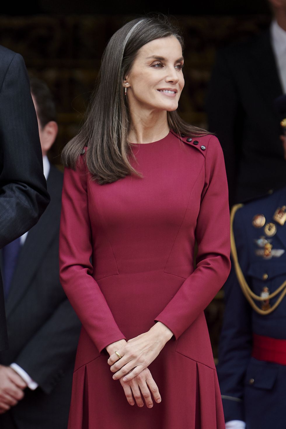 madrid, spain november 29 queen letizia of spain watchs a military parade after the solemn opening of the 15th legislature at the spanish parliament on november 29, 2023 in madrid, spain photo by borja b hojasgetty images