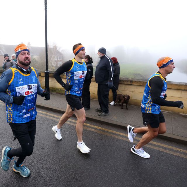 tadcaster, england december 01 kevin sinfield runs over tadcaster bridge on day one of the kevin sinfield ultra 7 in 7 in 7 marathon challenge raising money for five charities at tadcaster bridge on december 01, 2023 in tadcaster, england photo by george woodgetty images