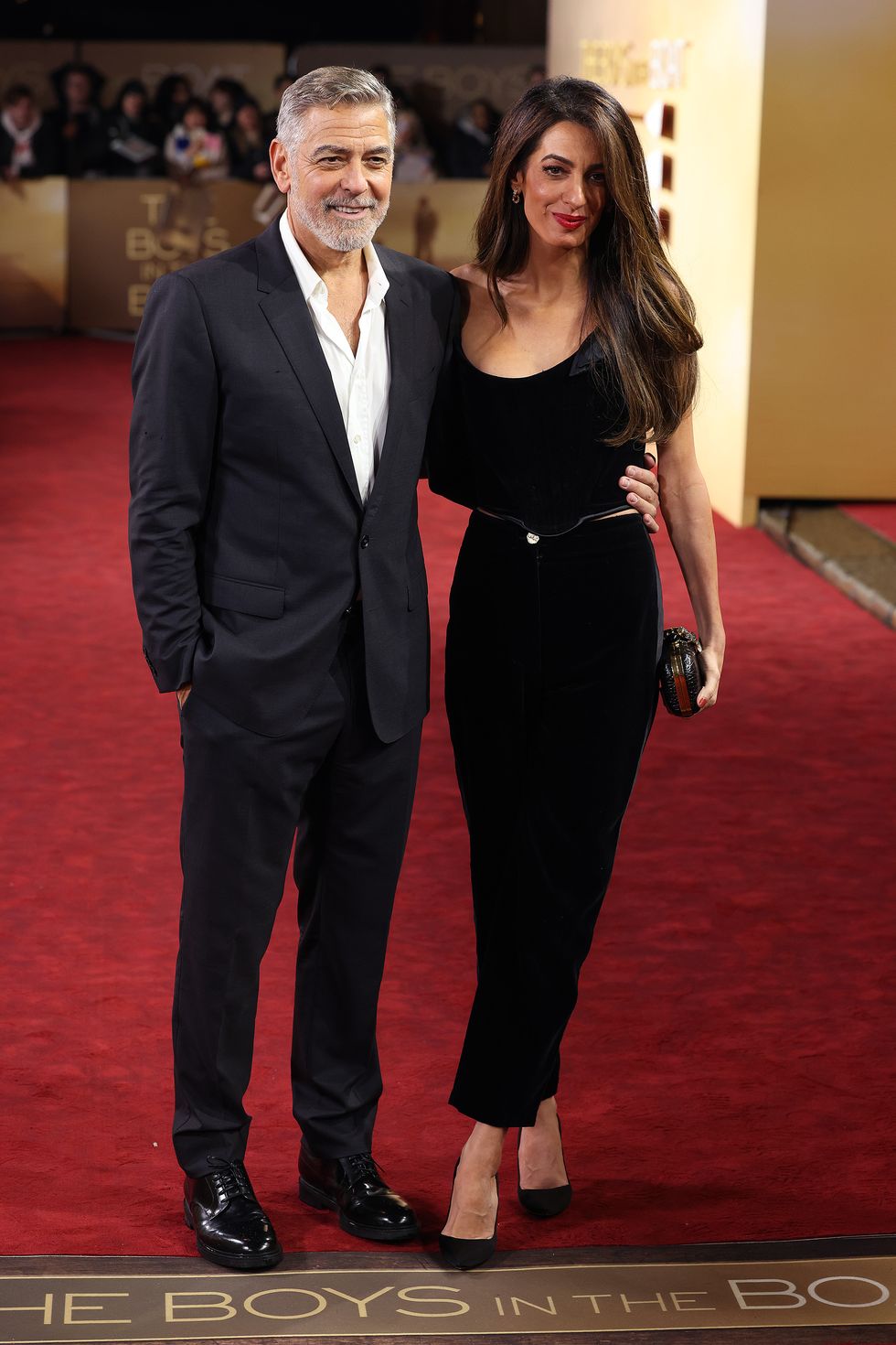 london, england december 03 george clooney and amal clooney attend the uk premiere of the boys in the boat at curzon cinema mayfair on december 03, 2023 in london, england photo by neil p mockfordgetty images