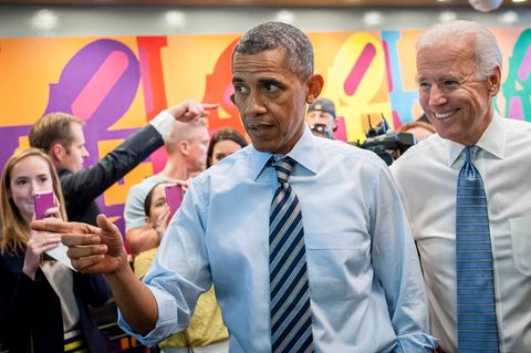 President Obama And Vice President Biden Walk To Lunch As Government Shutdown Continues