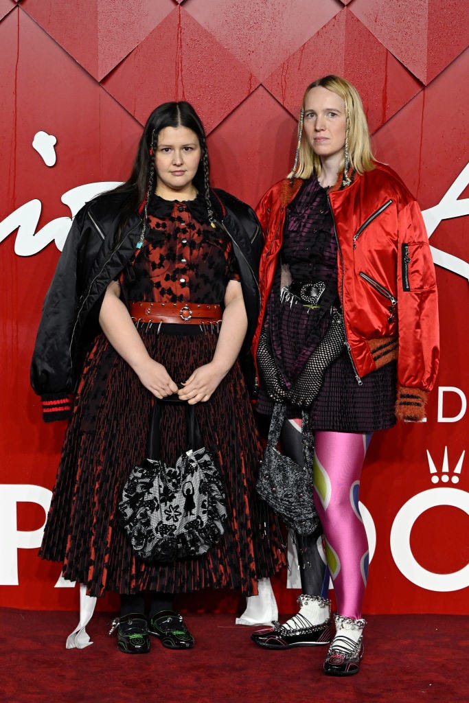 london, england december 04 emma chopova and laura lowena attends the fashion awards 2023 presented by pandora at the royal albert hall on december 04, 2023 in london, england photo by gareth cattermolegetty images