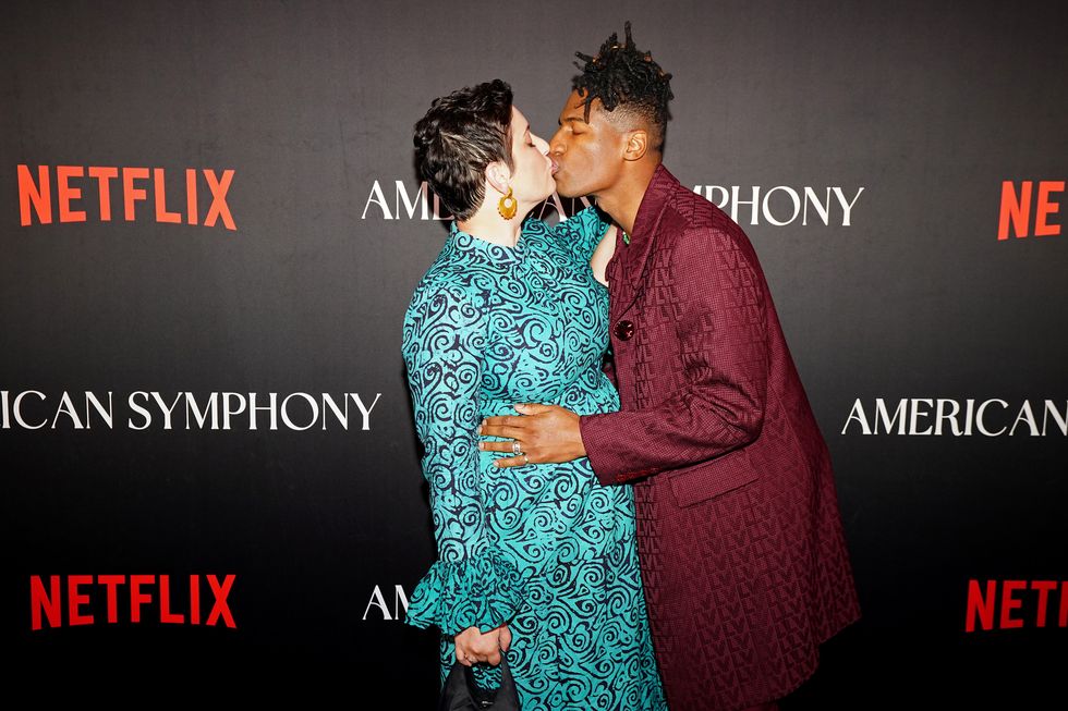 new orleans, louisiana december 07 l r suleika jaouad and jon batiste attend the american symphony new orleans premiere on december 07, 2023 in new orleans, louisiana photo by erika goldringgetty images for netflix