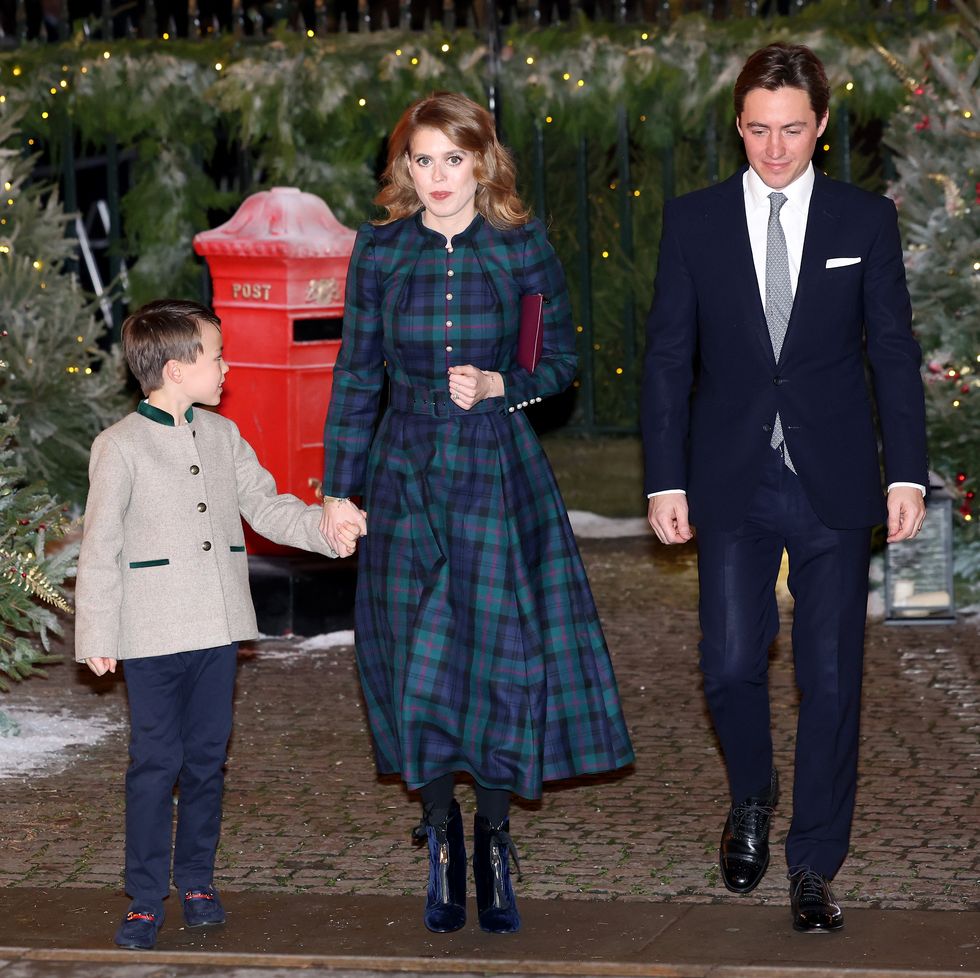 london, england december 08 christopher woolf, princess beatrice and edoardo mapelli mozzi attend the together at christmas carol service at westminster abbey on december 08, 2023 in london, england spearheaded by the princess of wales, and supported by the royal foundation, the service is a moment to bring people together at christmas time and recognise those who have gone above and beyond to help others throughout the year photo by chris jacksongetty images