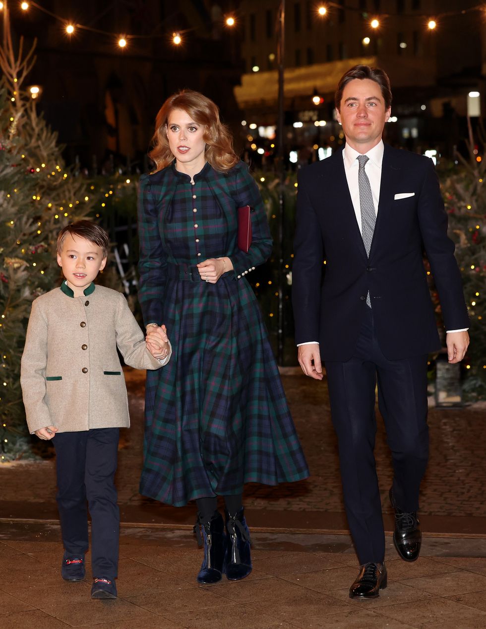london, england december 08 christopher woolf, princess beatrice and edoardo mapelli mozzi attend the together at christmas carol service at westminster abbey on december 08, 2023 in london, england spearheaded by the princess of wales, and supported by the royal foundation, the service is a moment to bring people together at christmas time and recognise those who have gone above and beyond to help others throughout the year photo by chris jacksongetty images