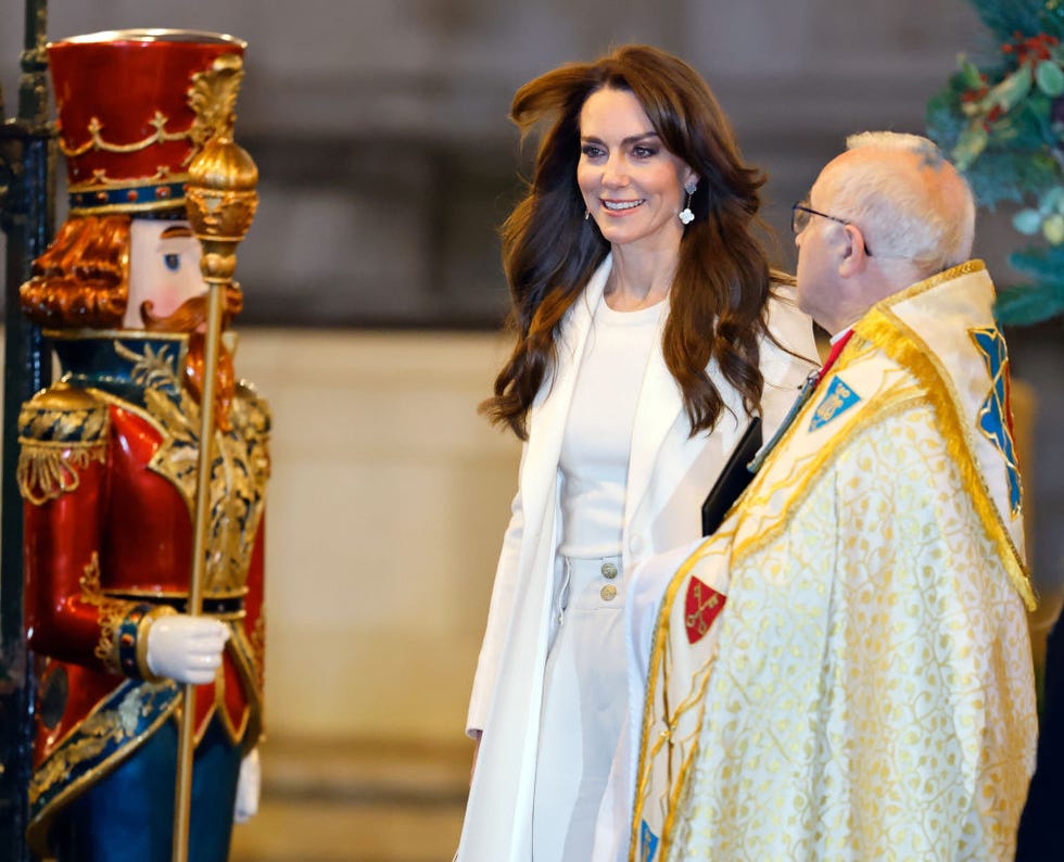london, united kingdom december 08 embargoed for publication in uk newspapers until 24 hours after create date and time catherine, princess of wales, accompanied by the dean of westminster the very reverend dr david hoyle, attends the together at christmas carol service at westminster abbey on december 8, 2023 in london, england spearheaded by the princess of wales, linked to her shaping us campaign and supported by the royal foundation, the service is a moment to bring people together at christmas time and recognise those who have gone above and beyond to help others throughout the year photo by max mumbyindigogetty images