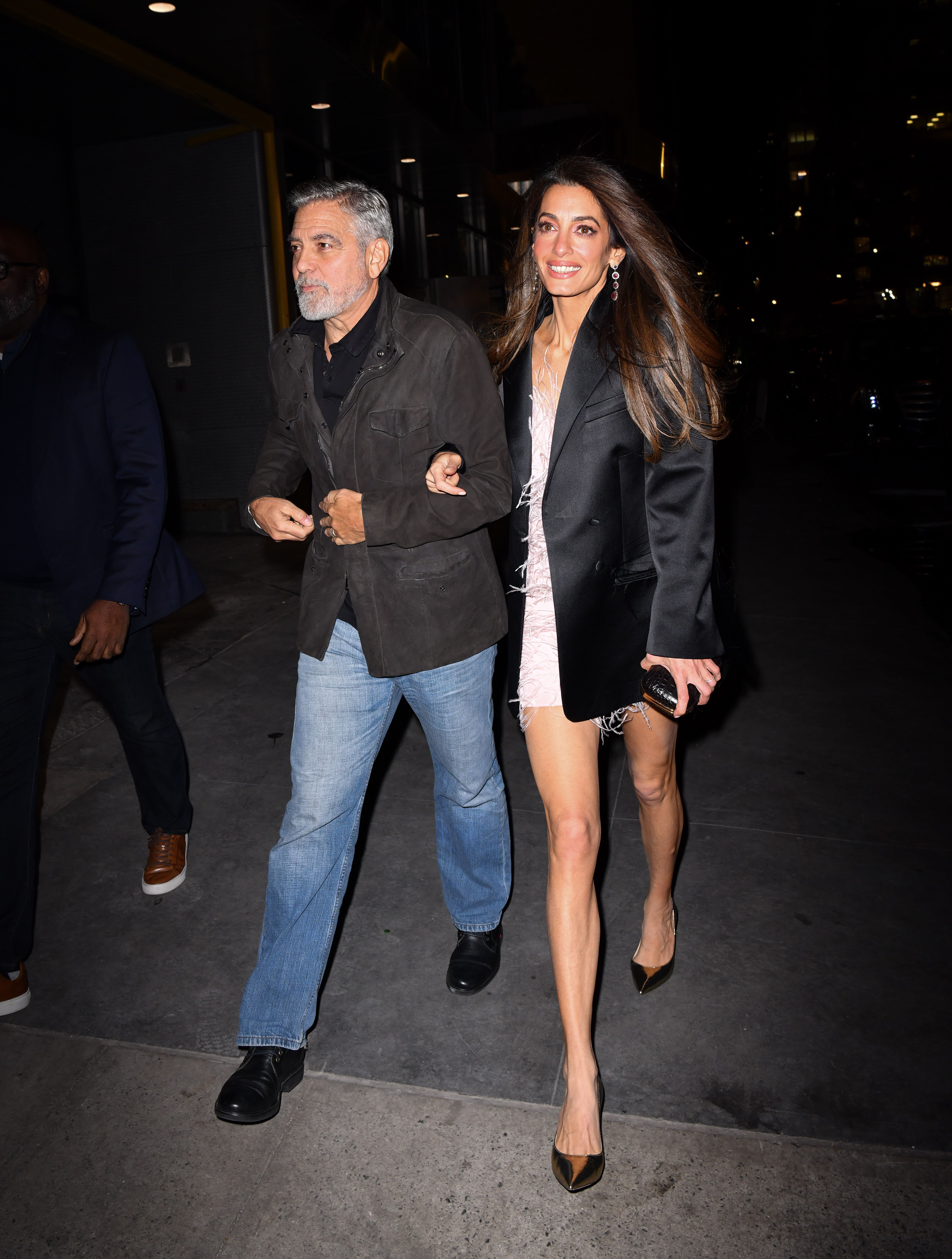 Amal Clooney Stuns In Pink Feather Minidress For Date Night With George