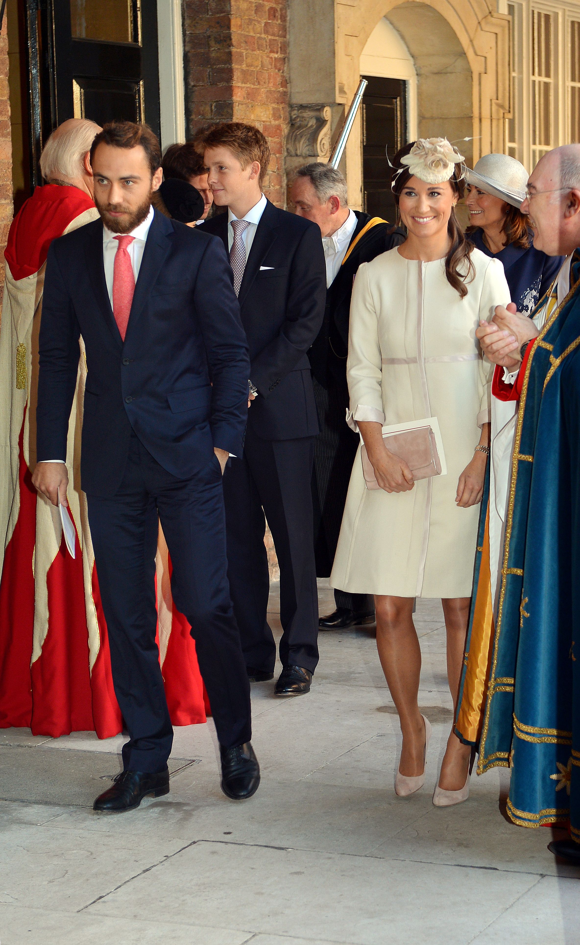 Pippa Middleton Wears Collared Pale Blue Dress to Prince Louis's Christening