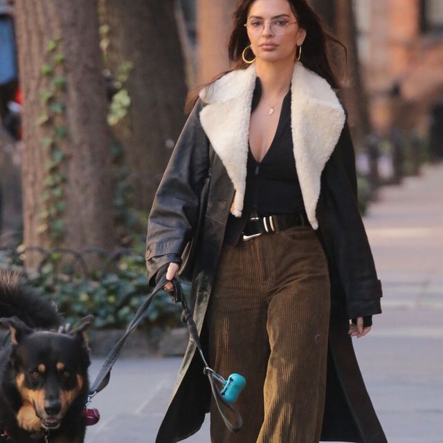 a woman walking a dog