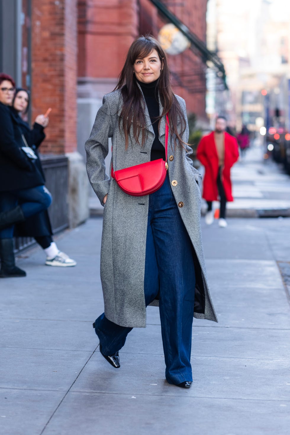 new york, new york december 26 katie holmes is seen in soho on december 26, 2023 in new york city photo by gothamgc images