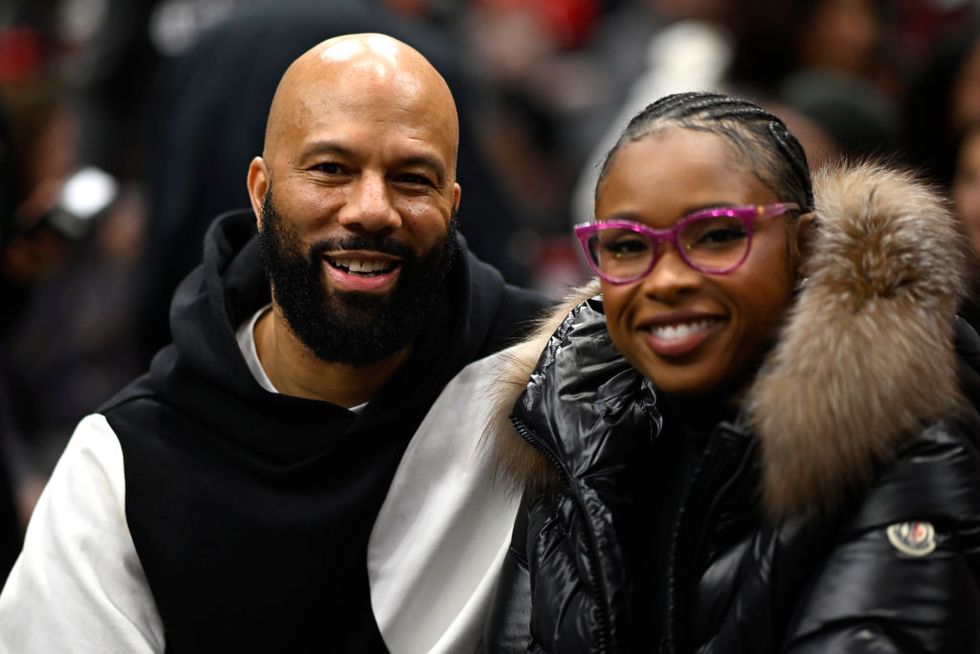 chicago, illinois december 30 american rapper and actor lonnie rashid lynn, known by his stage name common and american singer jennifer hudson, also known by her nickname jhud, pose for a photo during the game between the chicago bulls and the philadelphia 76ers at the united center on december 30, 2023 in chicago, illinois note to user user expressly acknowledges and agrees that, by downloading and or using this photograph, user is consenting to the terms and conditions of the getty images license agreement photo by quinn harrisgetty images