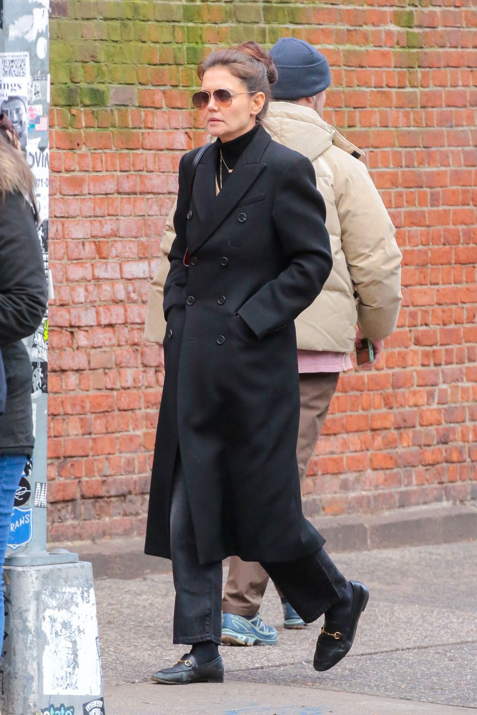 Katie Holmes Introduces Another Chic Long Coat With Her Latest  Monochromatic Fit