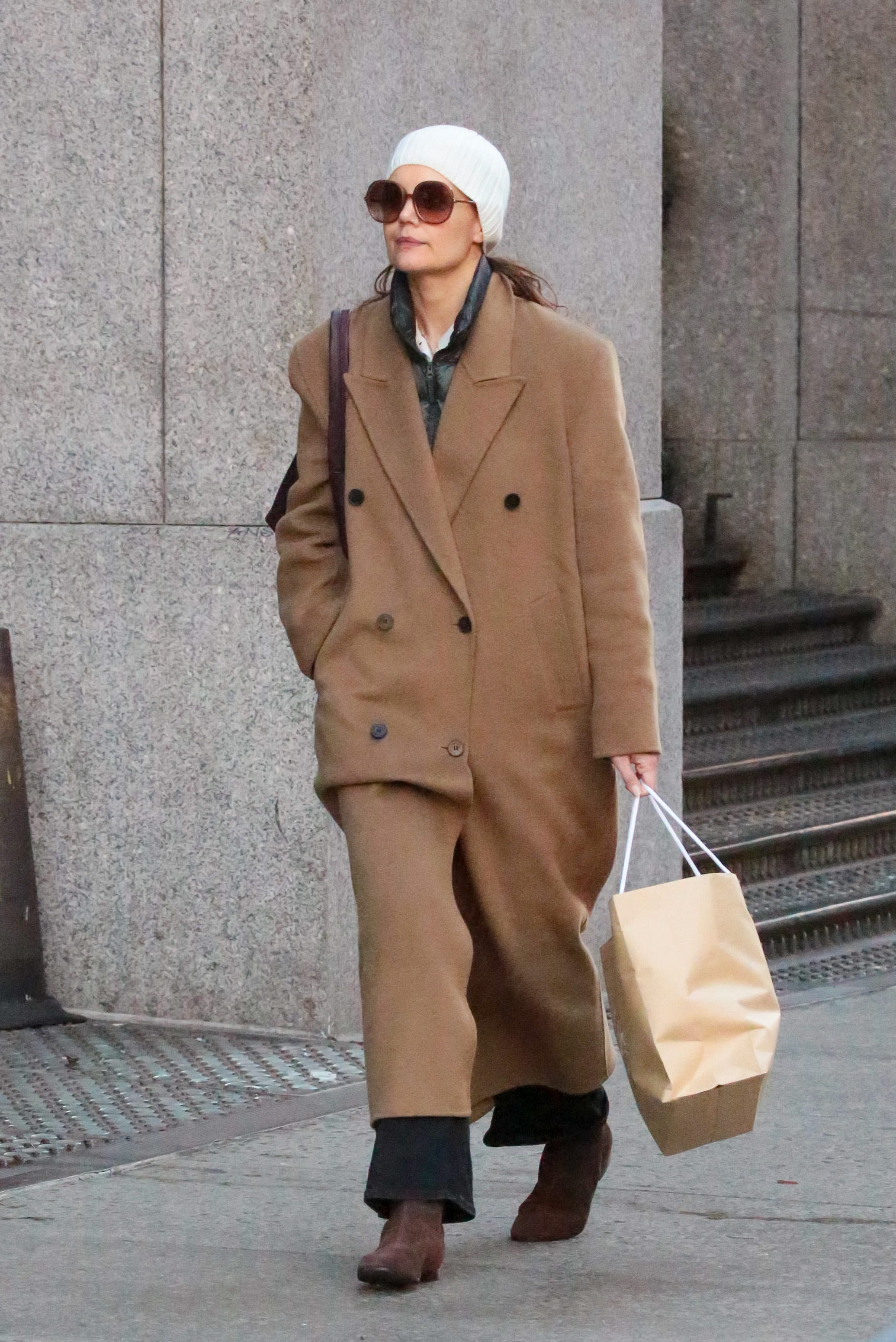 Katie Holmes Braces the New York Winter in Another Great Coat