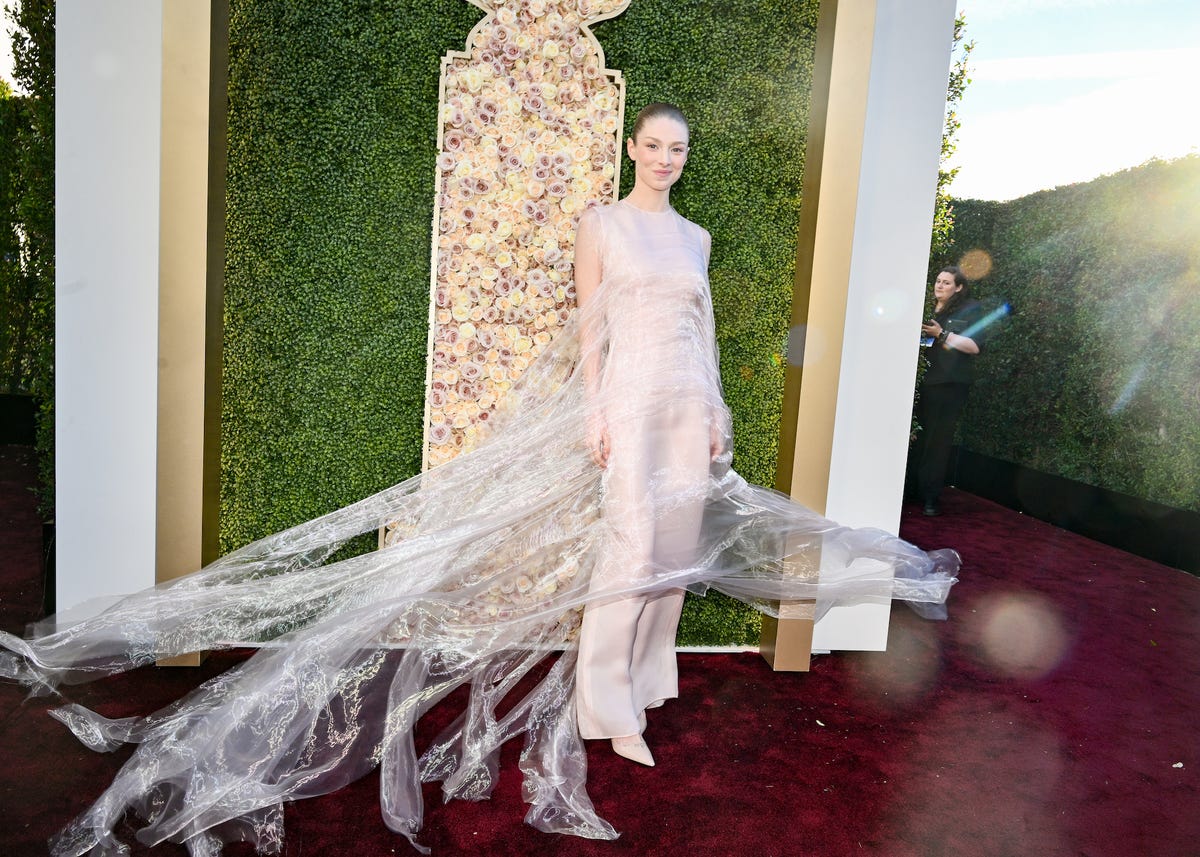 Hunter Schafer Wears a Translucent Gown to the 2024 Golden Globes