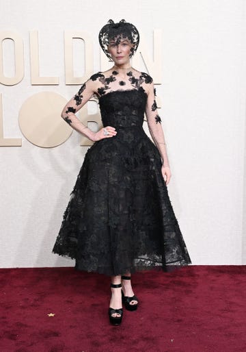 rosamund pike at the 81st golden globe awards held at the beverly hilton hotel on january 7, 2024 in beverly hills, california photo by gilbert floresgolden globes 2024golden globes 2024 via getty images