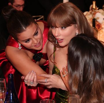 selena gomez and taylor swift at the 81st golden globe awards held at the beverly hilton hotel on january 7, 2024 in beverly hills, california photo by christopher polkgolden globes 2024golden globes 2024 via getty images