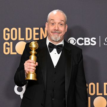 paul giamatti poses with the award for best performance by a male actor in a motion picture musical or comedy for his role in the holdovers at the 81st golden globe awards held at the beverly hilton hotel on january 7, 2024 in beverly hills, california photo by gilbert floresgolden globes 2024golden globes 2024 via getty images