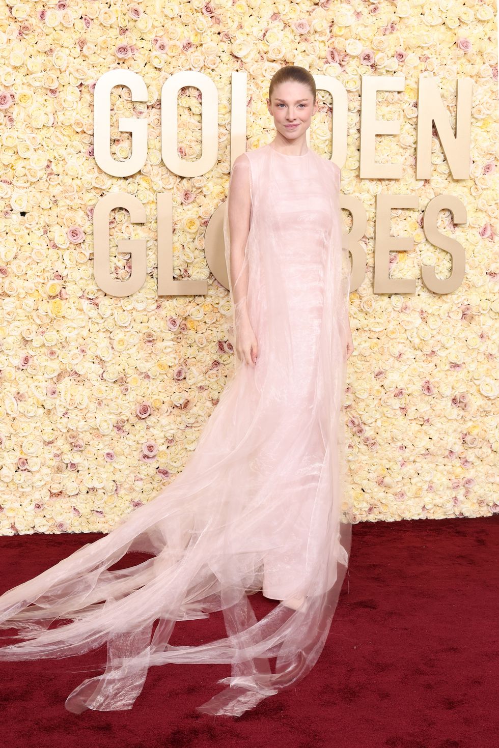 Hunter Schafer Wears a Translucent Gown to the 2024 Golden Globes