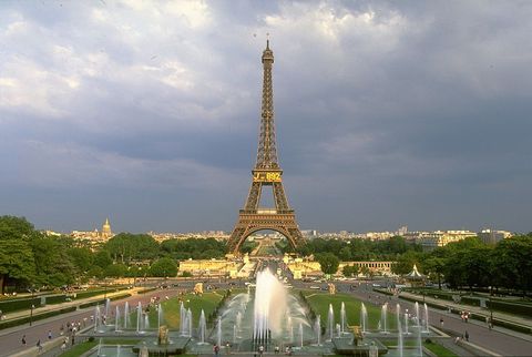1997 general view of the eiffel tower in paris france