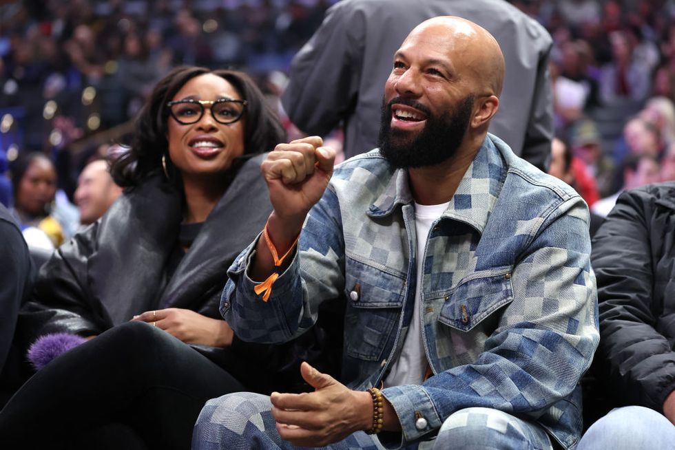 los angeles, california january 10 singer and actress jennifer hudson sits with rapper and actor common during the first half of a game between the la clippers and the toronto raptors at cryptocom arena on january 10, 2024 in los angeles, california note to user user expressly acknowledges and agrees that, by downloading and or using this photograph, user is consenting to the terms and conditions of the getty images license agreement photo by sean m haffeygetty images