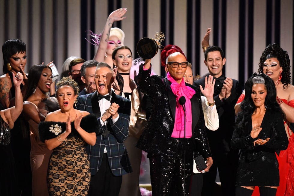 los angeles, ca january 15 drag queens arriving at the 75th primetime emmy awards at the peacock theater in los angeles, ca, monday, jan 15, 2024 jay l clendenin los angeles times via getty images