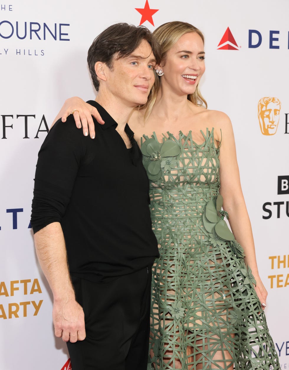 beverly hills, california january 13 cillian murphy and emily blunt attend the 2024 bafta tea party at the maybourne beverly hills on january 13, 2024 in beverly hills, california photo by rodin eckenrothwireimage