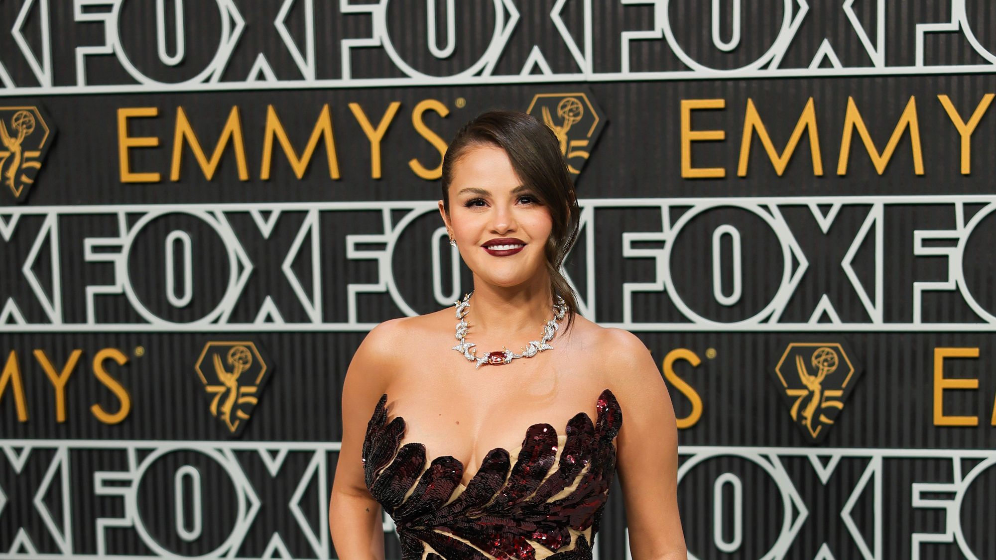 Selena Gomez Takes On the Red Carpet With Benny Blanco at the Delayed 2023  Emmys