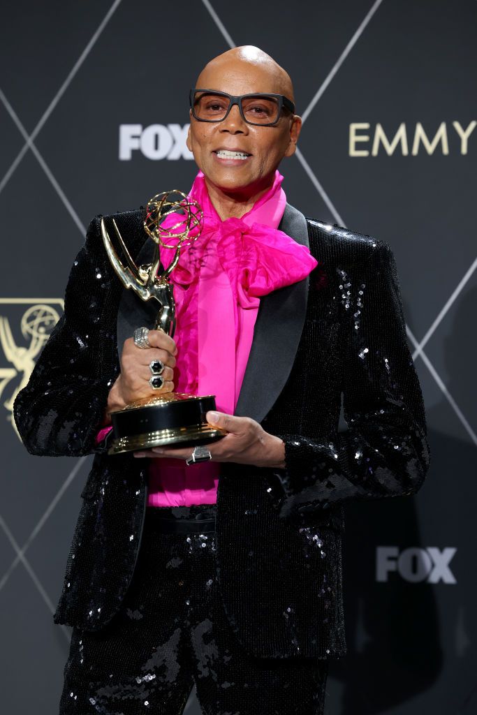 los angeles, california january 15 rupaul, winner of outstanding reality tv competition for rupauls drag race, poses in the press room during the 75th primetime emmy awards at peacock theater on january 15, 2024 in los angeles, california photo by kevin mazurgetty images