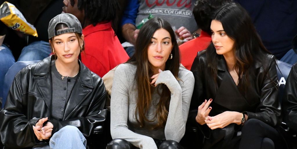 Hailey Bieber and Kendall Jenner Match in Leather Jackets at Lakers Game