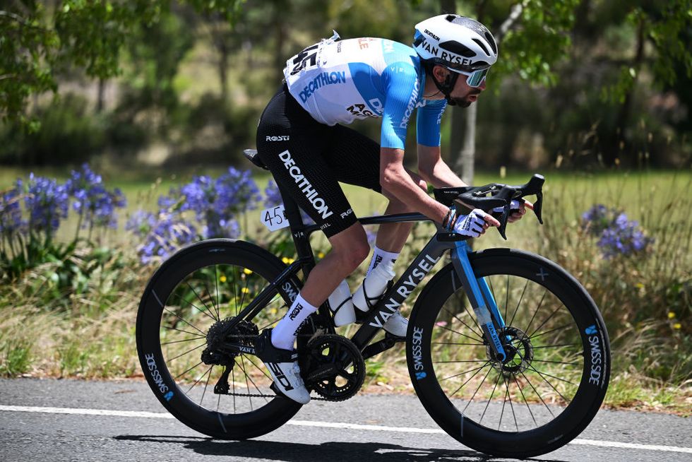 lobethal, australia january 17 valentin paret peintre of france and decathlon ag2r la mondiale team competes during the 24th santos tour down under 2024, stage 2 a 1416km stage from norwood to lobethal 413m uciwt on january 17, 2024 in lobethal, australia photo by tim de waelegetty images