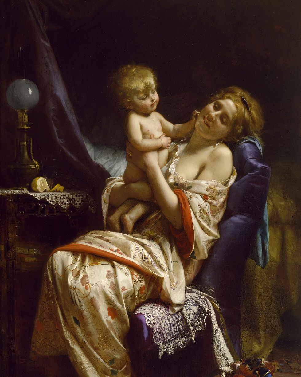 painted image of woman with child