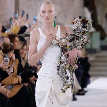 paris, france january 22 editorial use only for non editorial use please seek approval from fashion house a model walks the runway during the schiaparelli haute couture springsummer 2024 show as part of paris fashion week on january 22, 2024 in paris, france photo by estropgetty images