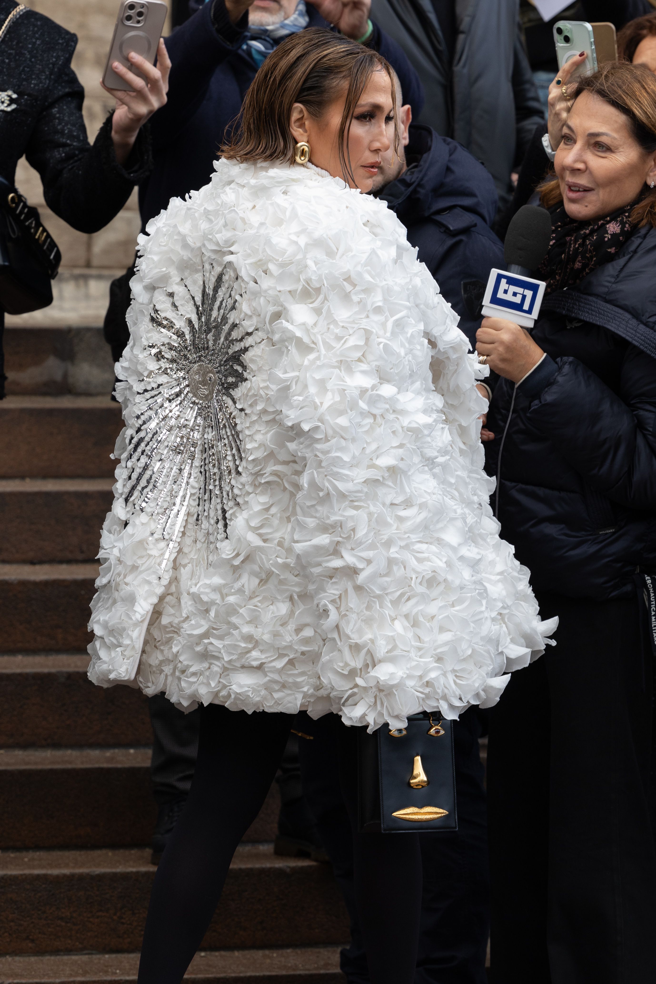 Jennifer Lopez Covered Herself in White Rose Petals for Schiaparelli