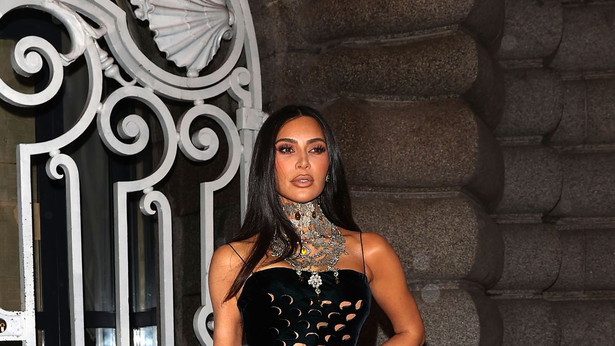 Kim Kardashian Is a Vixen in a Black Leather Halter Top and Matching ...
