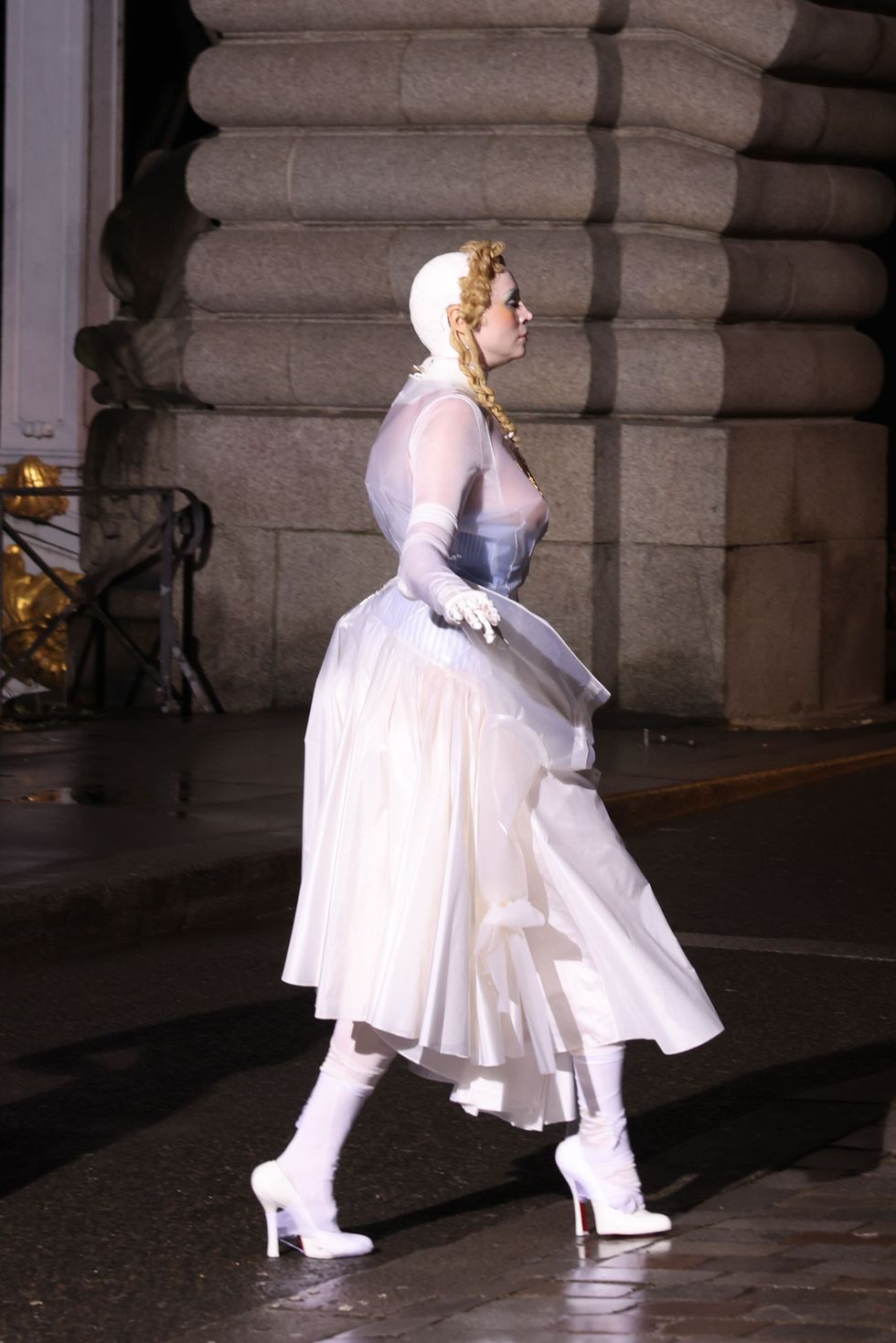 paris, france january 25 editorial use only for non editorial use please seek approval from fashion house gwendoline christie walks the runway during the maison margiela haute couture springsummer 2024 show as part of paris fashion week on january 25, 2024 in paris, france photo by pierre suugetty images