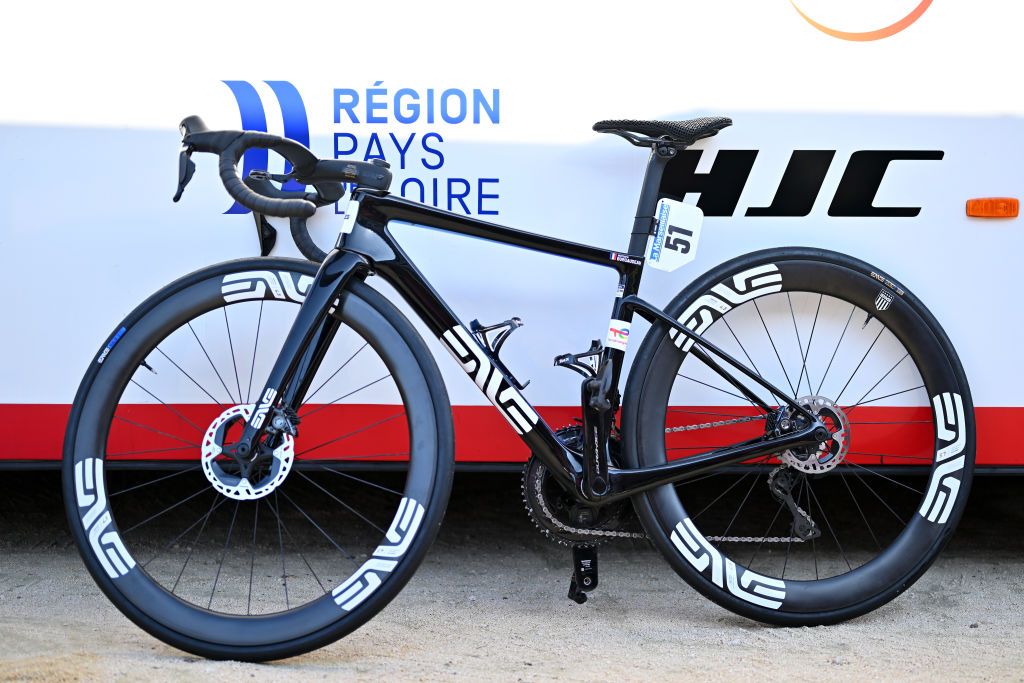 marseille, france january 28 detail view of an enve bike of team totalenergies prior to the 46th grand prix cycliste la marseillaise 2024 a 1675km one day race from marseille to marseille on january 28, 2024 in marseille, france photo by luc claessengetty images