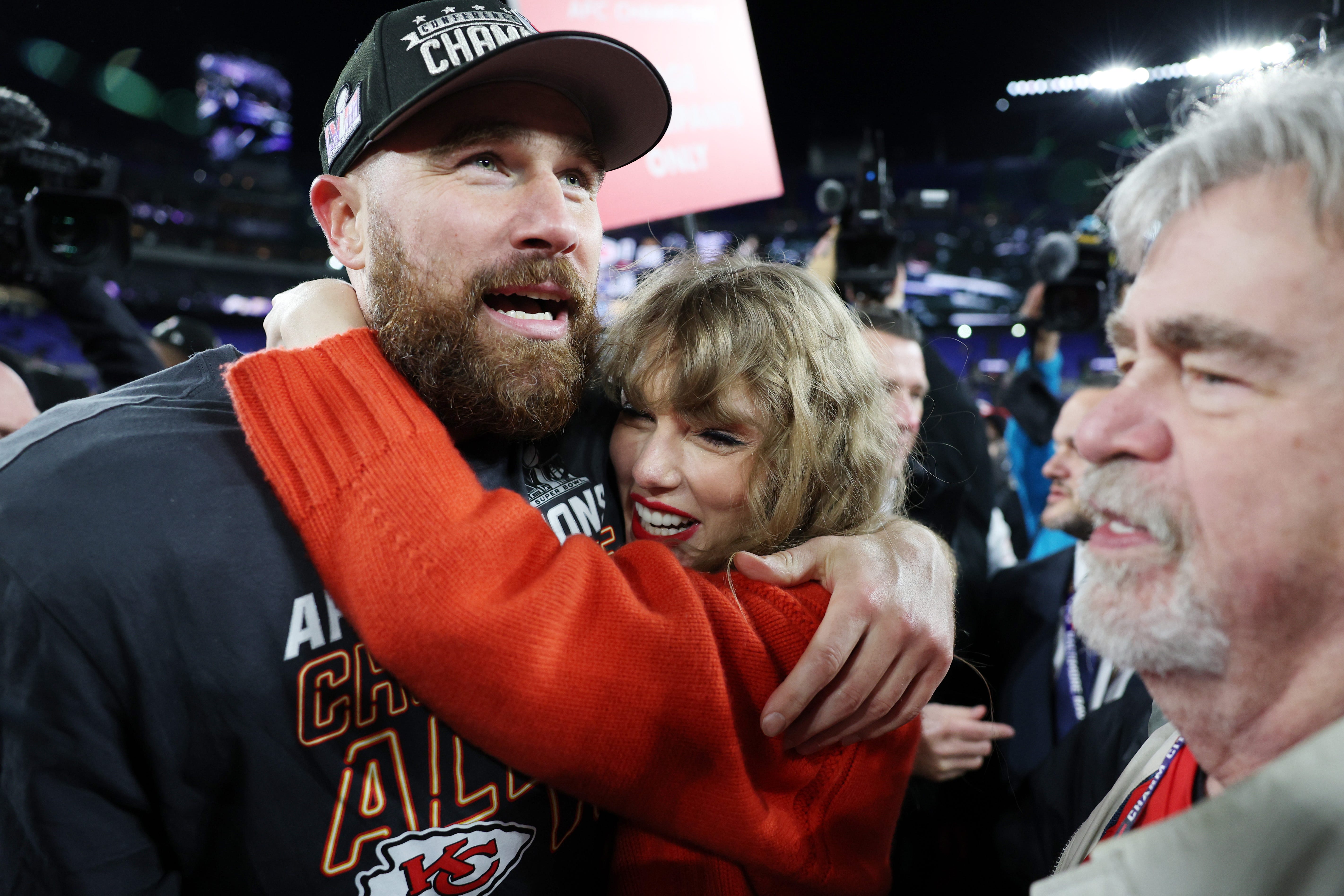 Kelce is back in the U.S., and he already made headlines for dedicating an award to Swift.  