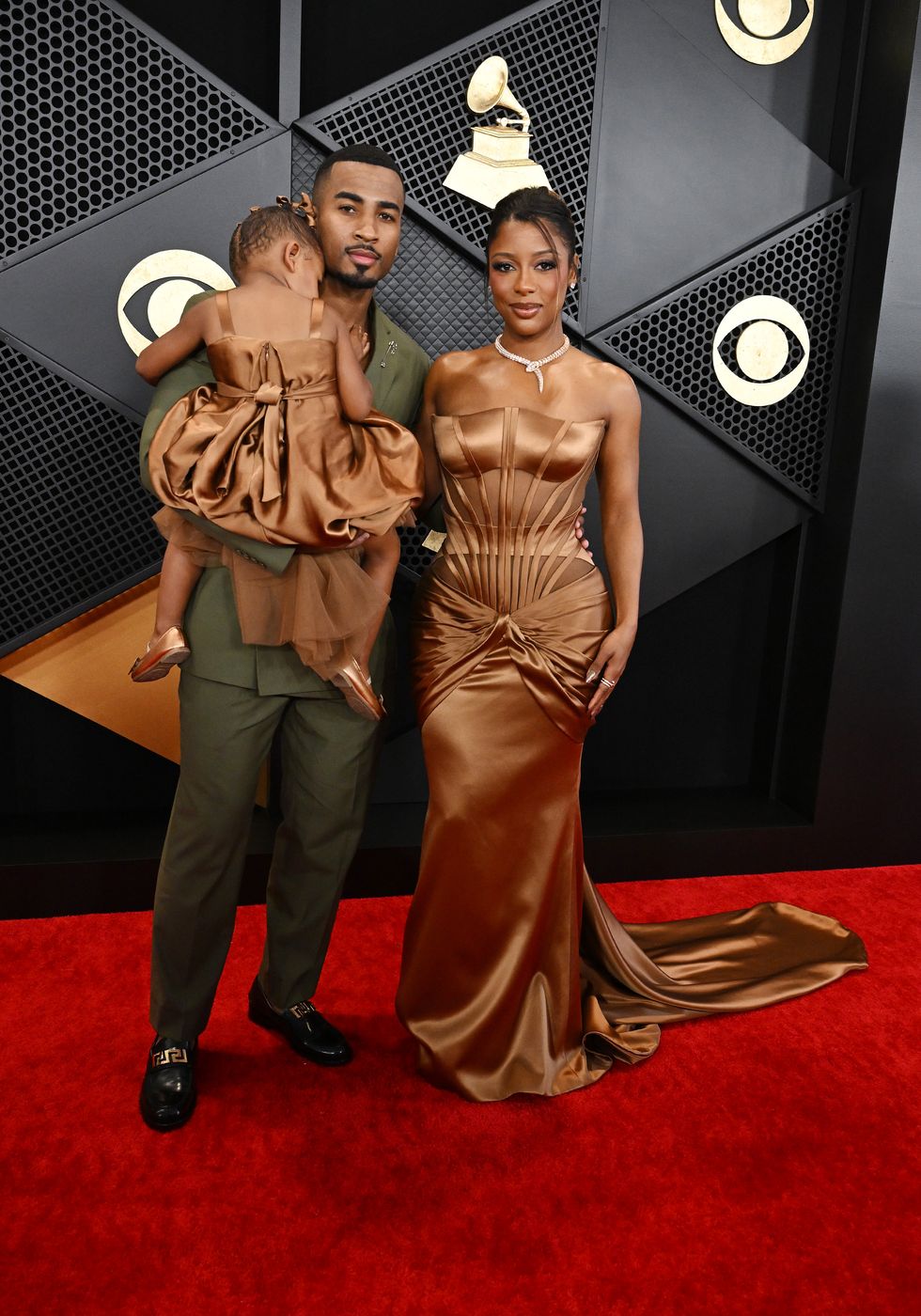 Victoria Monét and Daughter Hazel Match in Bronze Dresses at the 2024  Grammys
