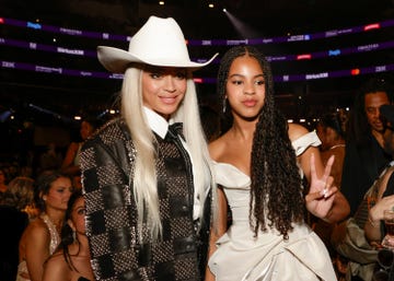 los angeles february 4: beyoncé and blue ivy carter behind the scenes at the 66th annual grammy awards, airing live from crypto.com arena in los angeles, california, sunday, feb. 4 (8:00 11:30 pm, live et/5:00 8:30 pm, live pt) on the cbs television network. (photo by francis specker/cbs via getty images)