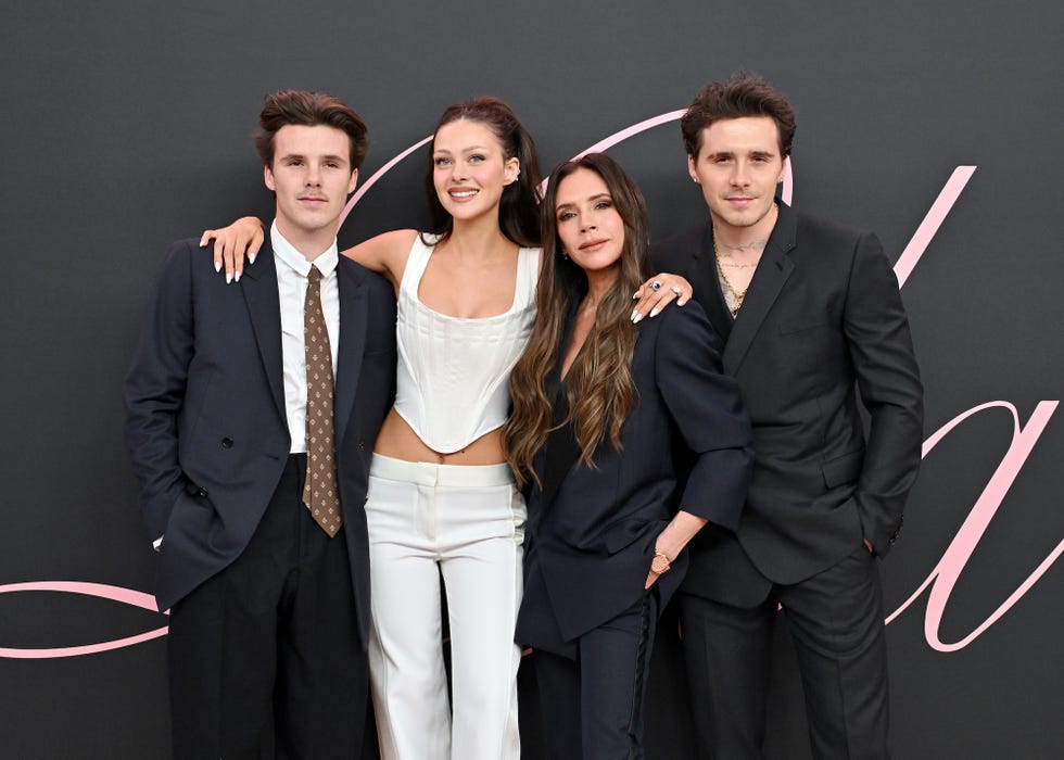 los angeles, california february 03: (l r) cruz beckham, nicola peltz beckham, victoria beckham and brooklyn peltz beckham attend the premiere of "lola" at regency bruin theatre on february 03, 2024 in los angeles, california. (photo by axelle/bauer griffin/filmmagic)